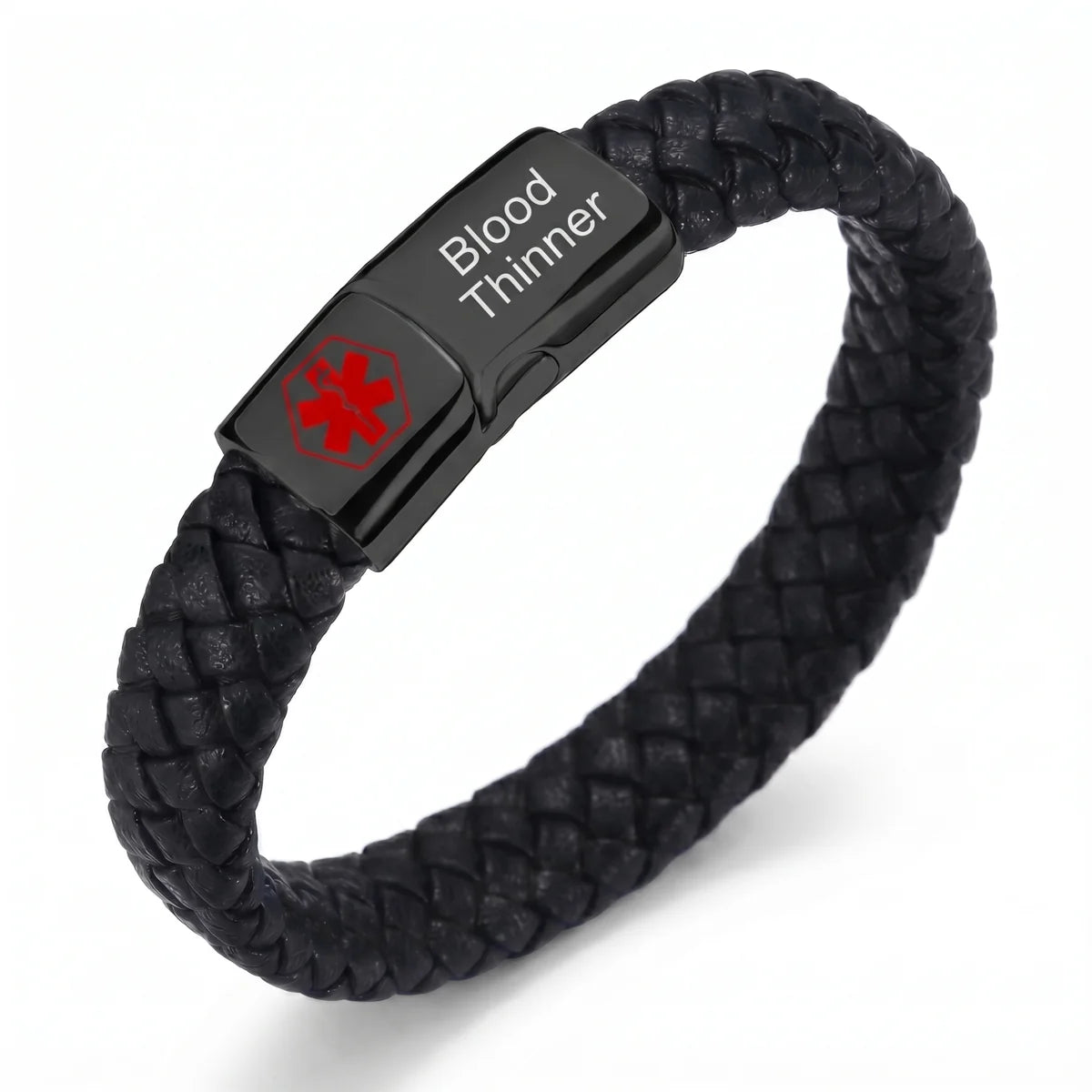 Bracelet tressé noir, gravure Blood Thinner