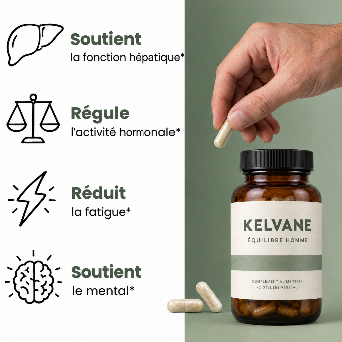 Équilibre Homme soutient la fonction hépatique, l'activité hormonale, réduit la fatigue